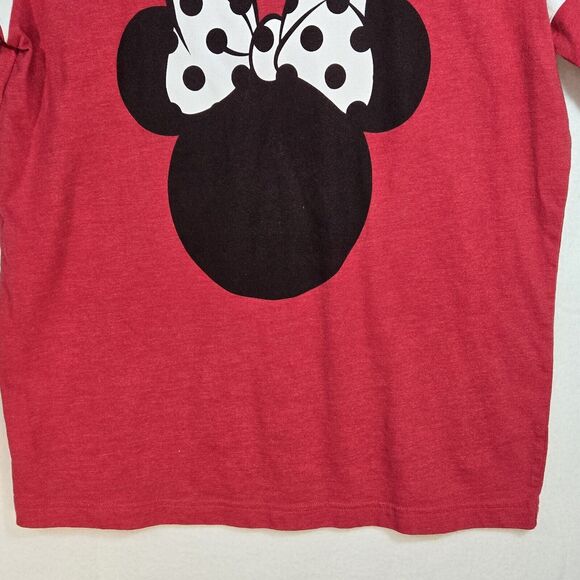 Disney Top Womens Red Minnie Mouse Round Neck Short Sleeve Graphic Size Medium - Picture 3 of 8